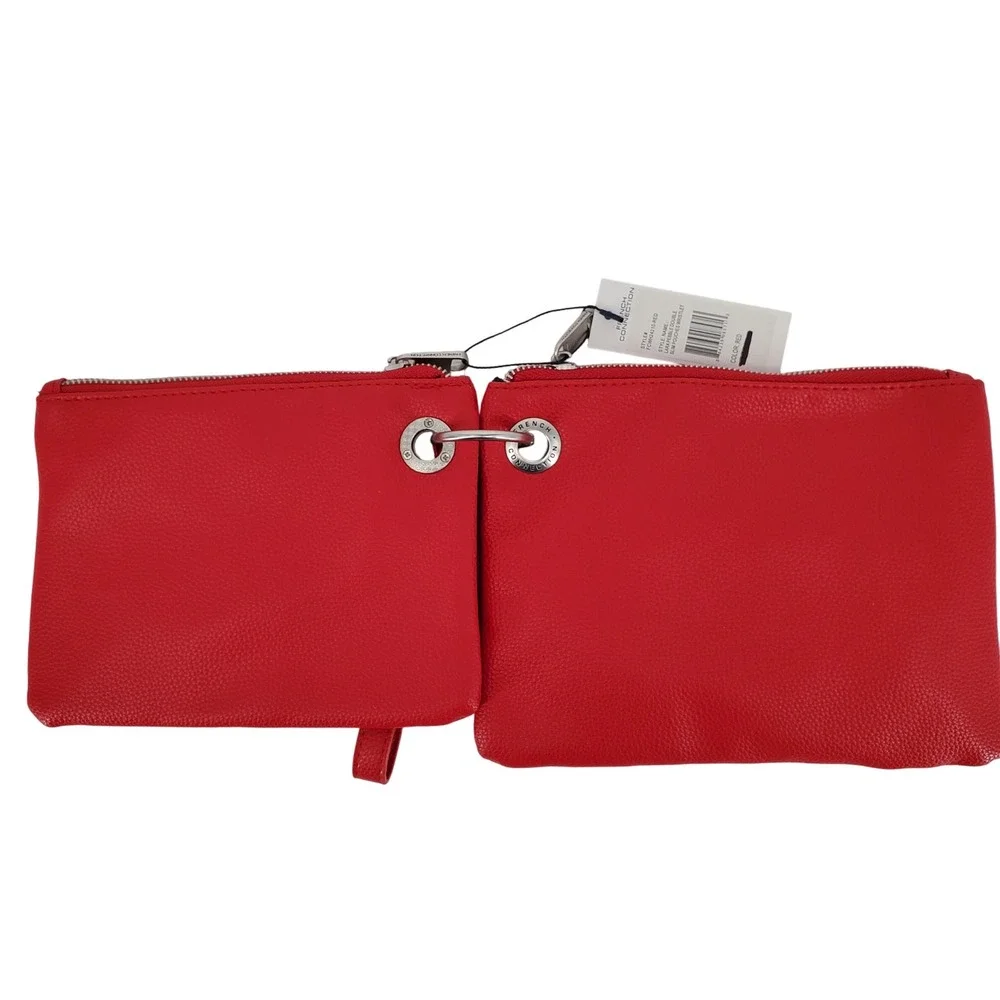French Connection Lara Pebble Double Slim Pouches Wristlet Red FCWH24210-RED New